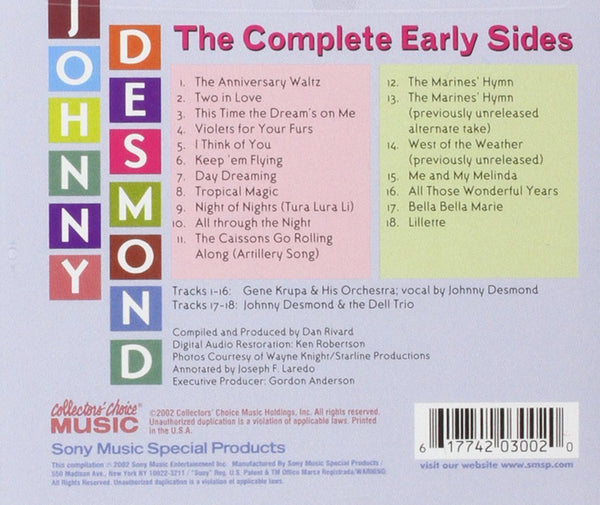 Johnny Desmond - Complete Early Sides-CDs-Palm Beach Bookery