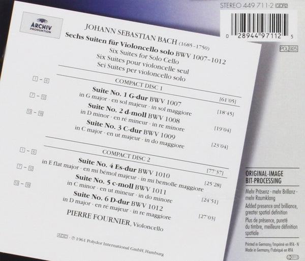 Pierre Fournier - Bach: Six Suites for Solo Cello-CDs-Palm Beach Bookery