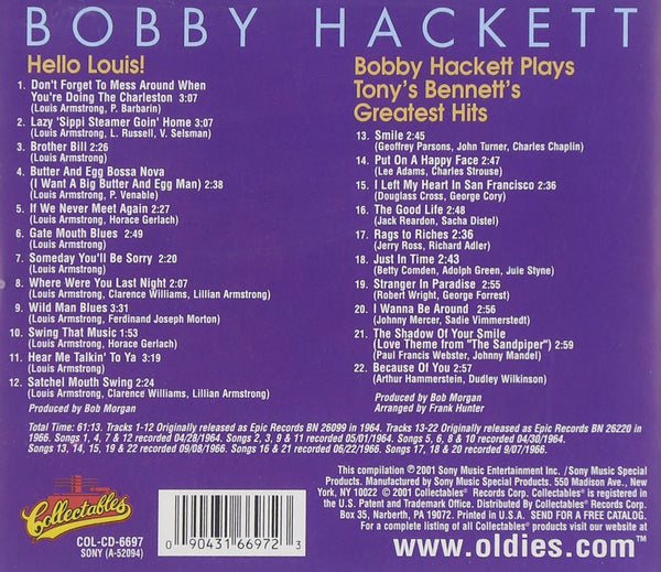 Bobby Hackett - Hello Louis! / Bobby Hackett Plays Tony Bennett's Greatest Hits-CDs-Palm Beach Bookery