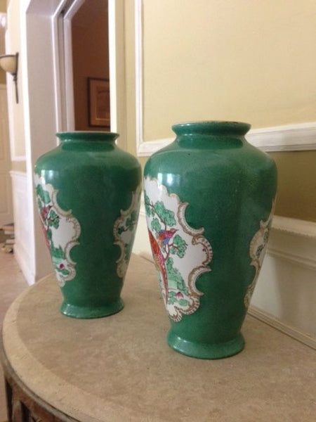 Pair of Lovely, Vintage Oriental Vases-Vases & Jars-Palm Beach Bookery
