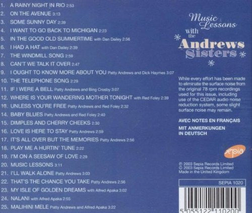 Andrews Sisters - Music Lessons With The Andrews Sisters-CDs-Palm Beach Bookery