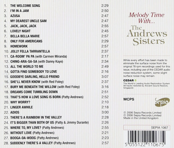 Andrews Sisters - Melody Time With The Andrews Sisters-CDs-Palm Beach Bookery