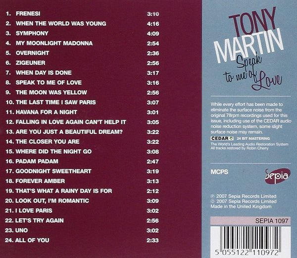 Tony Martin - Speak to Me of Love-CDs-Palm Beach Bookery